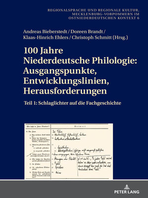 cover image of 100 Jahre Niederdeutsche Philologie